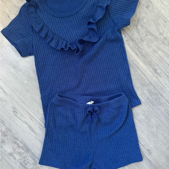 SHEIN Blue Ribbed Knitwear Girls set - Picture 1 of 5